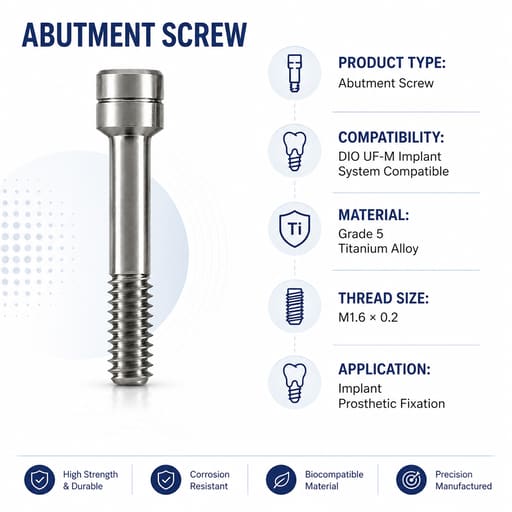 Dentaltech Abutment Screw - DIO-UF-M Implant Compatible (Pack of 10)