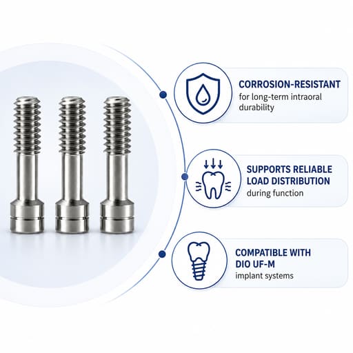 Dentaltech Abutment Screw - DIO-UF-M Implant Compatible (Pack of 10)