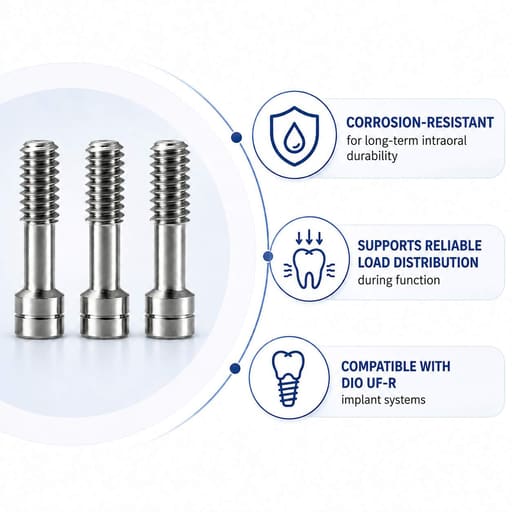 Dentaltech Abutment Screw - DIO-UF-R Implant Compatible (Pack of 10)