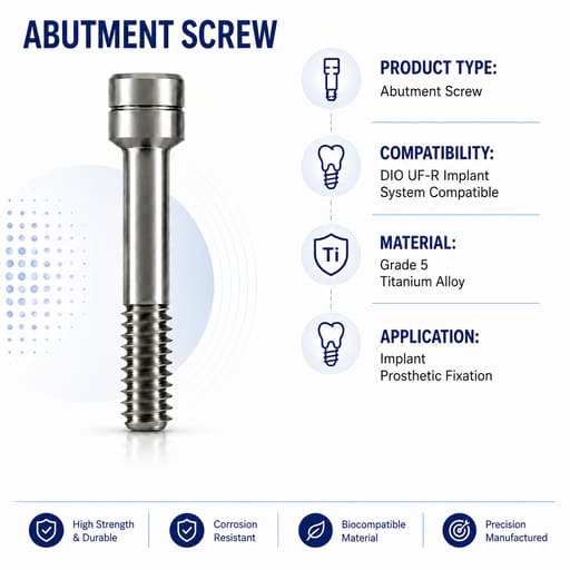 Dentaltech Abutment Screw - DIO-UF-R Implant Compatible (Pack of 10)