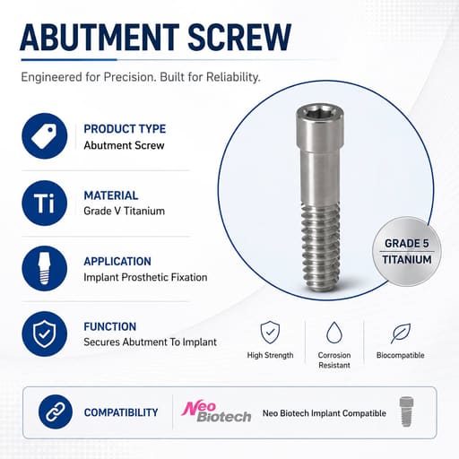 Dentaltech Abutment Screw - Neo Biotech Implant Compatible (Pack of 10)