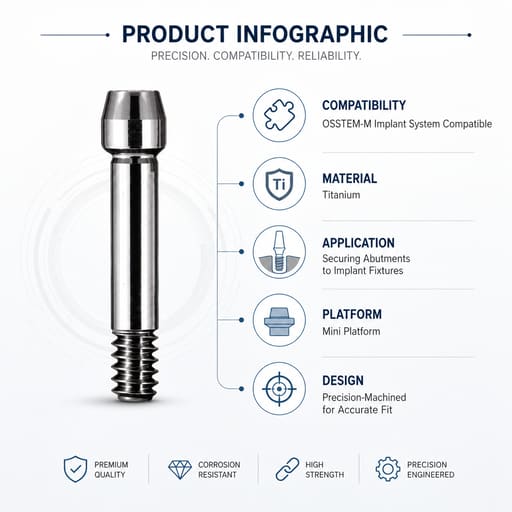 Dentaltech Abutment Screw - OSSTEM-M Implant Compatible (Pack of 10)