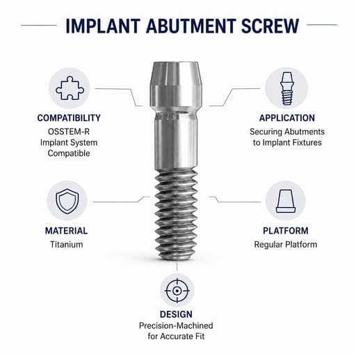 Dentaltech Abutment Screw - OSSTEM-R Implant Compatible (Pack of 10)