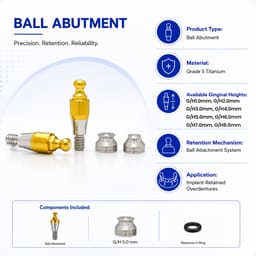 Dentaltech Ball Abutment Regular - Osstem | Dentium | DIO | Cowellmedi | Neobiotech | Dentis Implant Compatible - 4