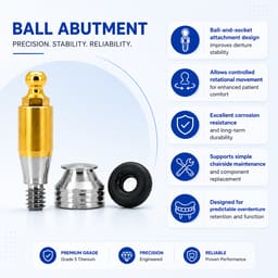 Dentaltech Ball Abutment Regular - Osstem | Dentium | DIO | Cowellmedi | Neobiotech | Dentis Implant Compatible - 5