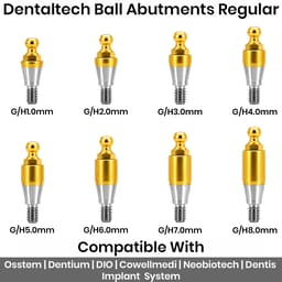 Dentaltech Ball Abutment Regular - Osstem | Dentium | DIO | Cowellmedi | Neobiotech | Dentis Implant Compatible - 2