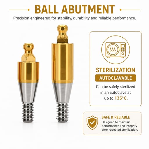 Dentaltech Ball Abutments - Dentium Superline / Dio/ Megagen / Dentis/ CoWellMedi Implant Compatible