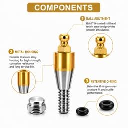 Dentaltech Ball Abutments - Dentium Superline / Dio/ Megagen / Dentis/ CoWellMedi Implant Compatible - 5