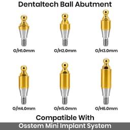 Dentaltech Ball Abutments - Osstem Mini Implant Compatible - 2