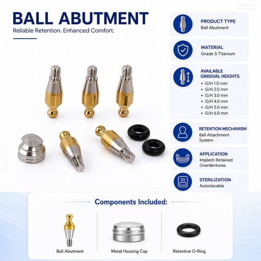 Dentaltech Ball Abutments - Osstem Mini Implant Compatible
