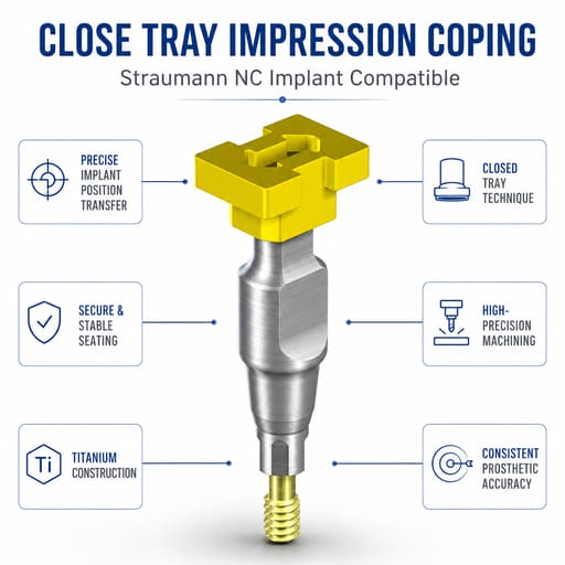 Dentaltech Close Tray Impression Coping - Straumann NC Implant Compatible