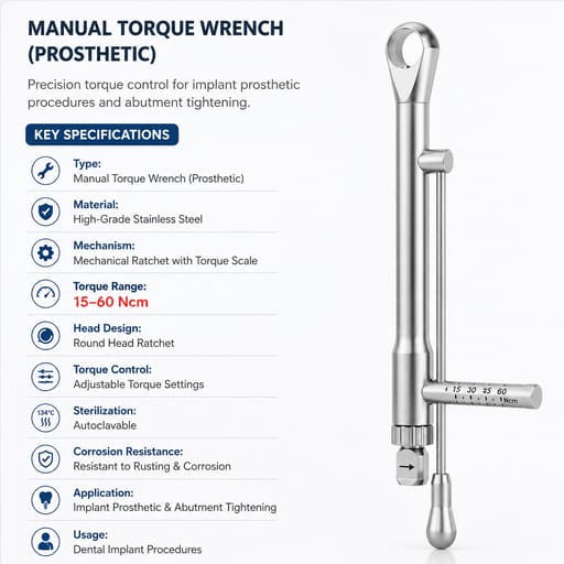 Dentaltech Dental Implant Torque Wrench- round head