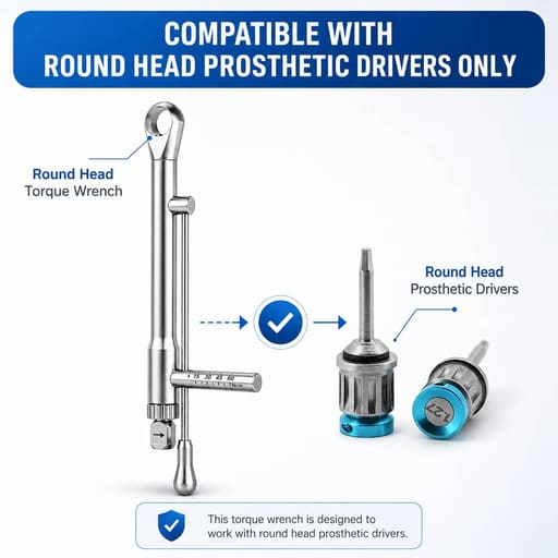 Dentaltech Dental Implant Torque Wrench- round head