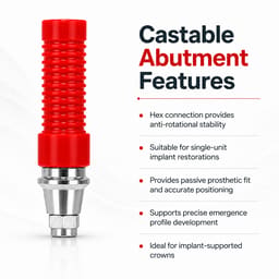 Dentaltech Dentium Superline Compatible Hex CCM Castable Abutment - 5