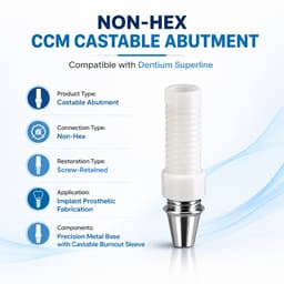 Dentaltech Dentium Superline Compatible Non-Hex CCM Castable Abutment - 4