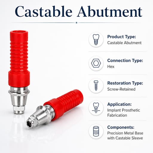Dentaltech DIO UF2 Compatible Hex CCM Castable Abutment