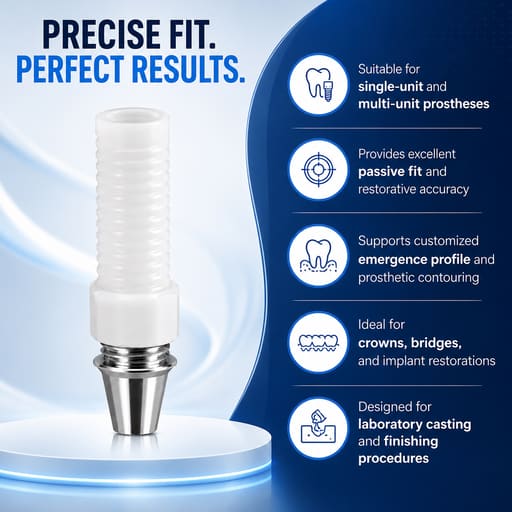Dentaltech DIO UF2 Compatible Non-Hex CCM Castable Abutment