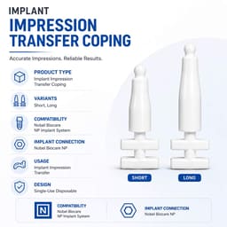 Dentaltech Disposable Transfer Coping - Nobel Biocare NP Implant Compatible (Pack of 10) - 6