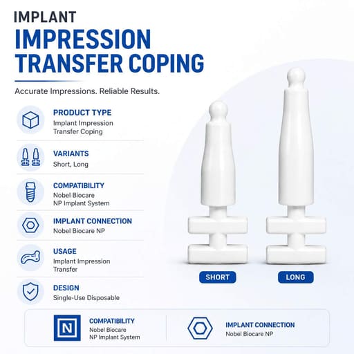Dentaltech Disposable Transfer Coping - Nobel Biocare NP Implant Compatible (Pack of 10)