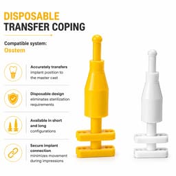 Dentaltech Disposable Transfer Coping - Osstem Mini Implant Compatible (Pack of 10) - 3
