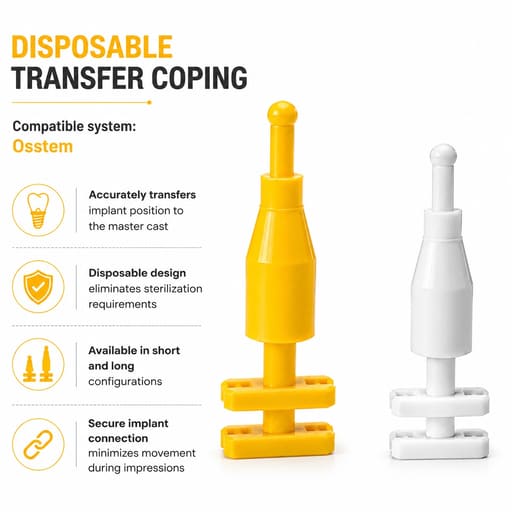 Dentaltech Disposable Transfer Coping - Osstem Mini Implant Compatible (Pack of 10)
