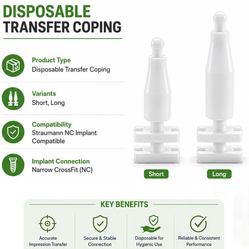 Dentaltech Disposable Transfer Coping - Straumann NC Implant Compatible (Pack of 10)