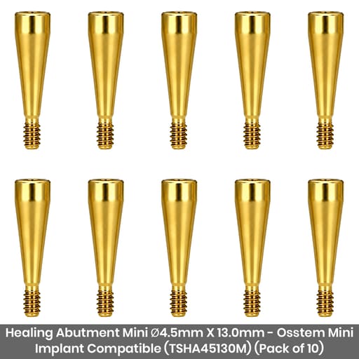 Dentaltech Healing Abutment Mini ?4.5mm X 13.0mm - Osstem Mini Implant Compatible (TSHA45130M) (Pack of 10)