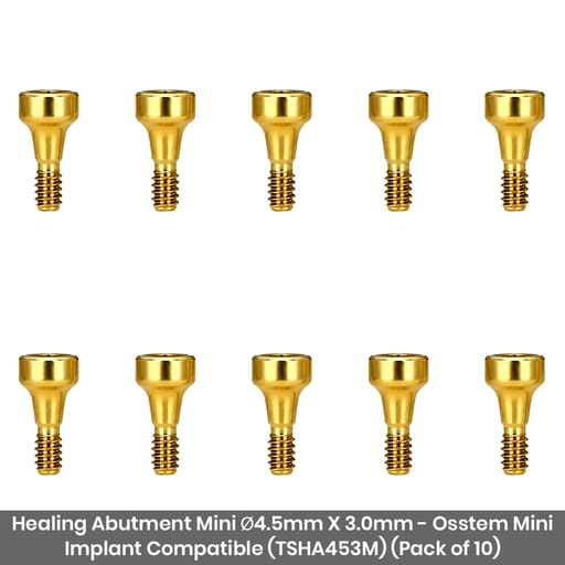 Dentaltech Healing Abutment Mini ?4.5mm X 3.0mm - Osstem Mini Implant Compatible (TSHA453M) (Pack of 10)