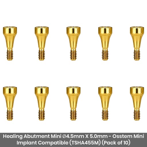 Dentaltech Healing Abutment Mini ?4.5mm X 5.0mm - Osstem Mini Implant Compatible (TSHA455M) (Pack of 10)