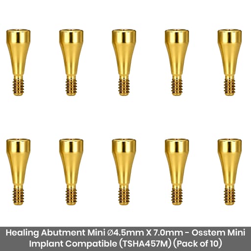 Dentaltech Healing Abutment Mini ?4.5mm X 7.0mm - Osstem Mini Implant Compatible (TSHA457M) (Pack of 10)