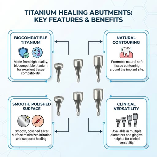 Dentaltech Healing Abutment Regular - Osstem | Dentium | DIO | Cowellmedi | Neobiotech | Dentis Implant Compatible (Pack of 10)
