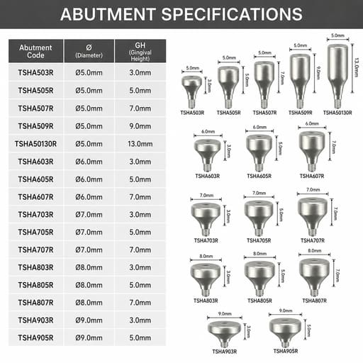 Dentaltech Healing Abutment Regular ?5.0mm X 13.0mm - Osstem | Dentium | DIO | Cowellmedi | Neobiotech | Dentis Implant Compatible (Pack of 10)