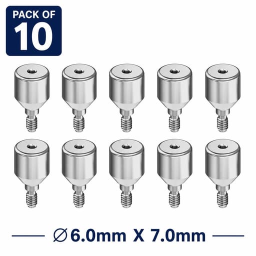 Dentaltech Healing Abutment RS ?6.0mm X 7.0mm - Adin | Noris | MIS | AB Dental Implant Compatible (RS3017) (Pack of 10)
