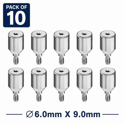 Dentaltech Healing Abutment RS ?6.0mm X 9.0mm - Adin | Noris | MIS | AB Dental Implant Compatible (RS3019) (Pack of 10)