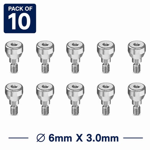 Dentaltech Healing Abutment RS ?6mm X 3.0mm - Adin | Noris | MIS | AB Dental Compatible (RS3023) (Pack of 10)