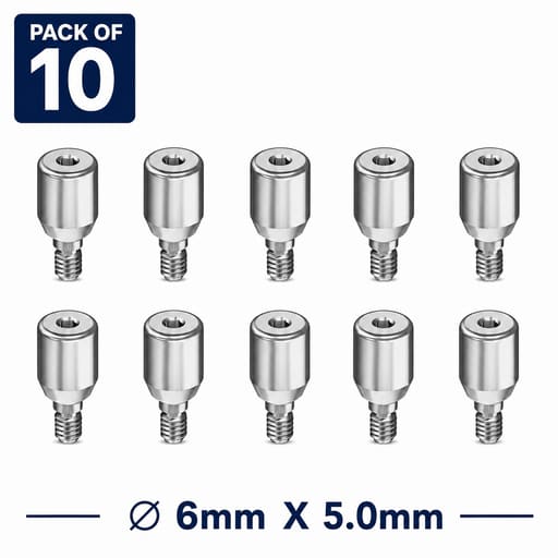 Dentaltech Healing Abutment RS ?6mm X 5.0mm - Adin | Noris | MIS | AB Dental Compatible (RS3025) (Pack of 10)