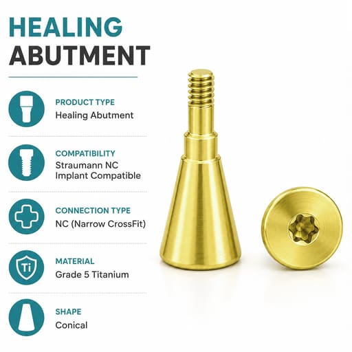 Dentaltech Healing Abutment - Straumann NC Implant Compatible (Pack of 10)
