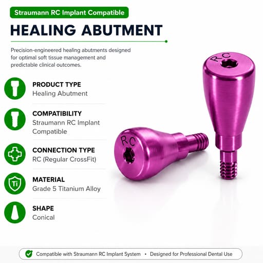 Dentaltech Healing Abutment - Straumann RC Implant Compatible (Pack of 10)