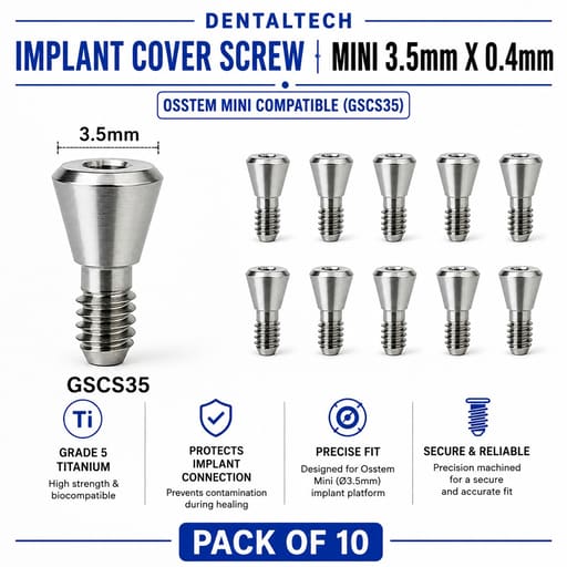 Dentaltech Implant Cover Screw Mini ∅3.5mm X 0.4mm - Osstem Mini Compatible (GSCS 35) (Pack of 10)