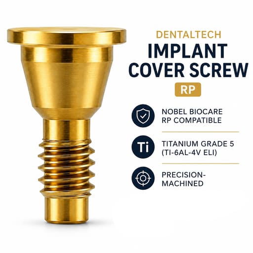 Dentaltech Implant Cover Screw RP - Nobel Biocare RP Implant Compatible (Pack of 10)