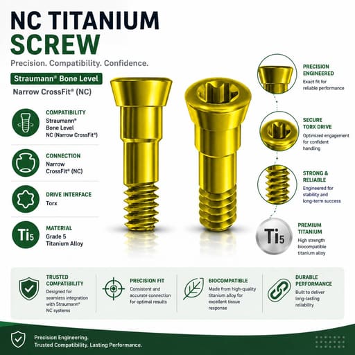 Dentaltech Implant Cover Screw - Straumann NC Implant Compatible (Pack of 10)