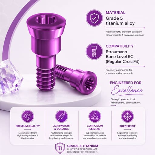 Dentaltech Implant Cover Screw - Straumann RC Implant Compatible (Pack of 10)