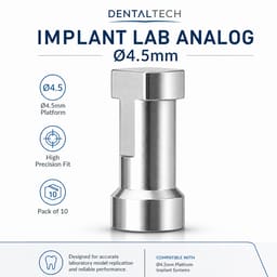 Dentaltech Implant Lab Analog ?4.5mm - Dentium Superline / Dio/ Megagen / Dentis/ CoWellMedi Implant Compatible (Pack of 10) - 5
