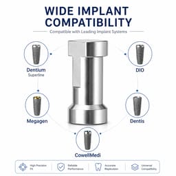Dentaltech Implant Lab Analog ?4.5mm - Dentium Superline / Dio/ Megagen / Dentis/ CoWellMedi Implant Compatible (Pack of 10) - 2