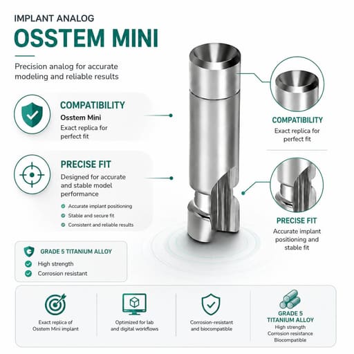 Dentaltech Implant Lab Analog Mini- Osstem Mini Compatible (GSTLA 350) (Pack of 10)