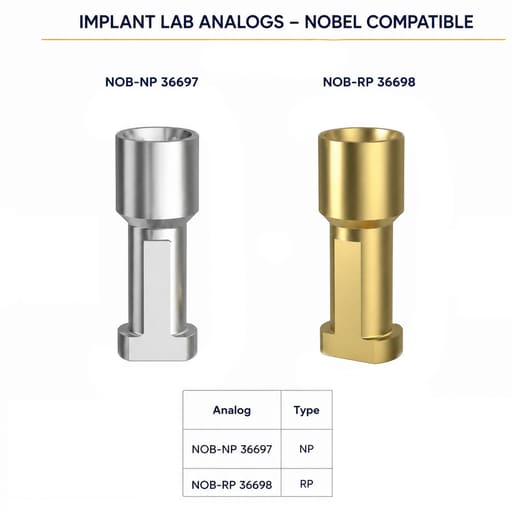 Dentaltech Implant Lab Analogs - Nobel Biocare Implant Compatible (Pack Of 10)