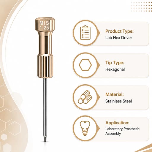 Dentaltech Lab Hex Driver 1.25mm - Adin | Noris | MIS | AB Dental Implant Compatible