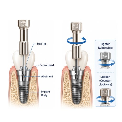 Dentaltech Lab Hex Driver 1.25mm - Adin | Noris | MIS | AB Dental Implant Compatible