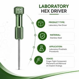 Dentaltech Lab Hex Driver 1.27mm Long - Adin | Alpha-Bio Tec | Dentium | Dentis | MIS | Biohorizons | Cortex Compatible - 4