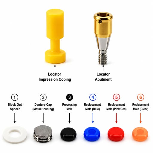 Dentaltech Locator Abutment Regular - Osstem Implant Compatible - Full Set